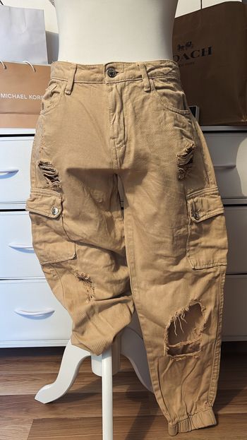 Pantalon cargo beige troué Jennyfer T38
