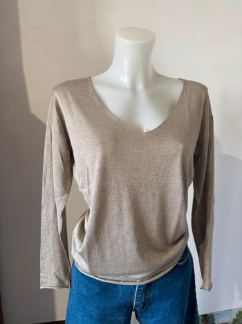 Pull Zadig & Voltaire soie & cachemire beige – col V – taille S