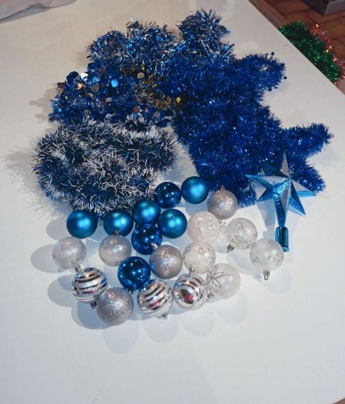 Lot déco noël 29 pièces bleu argenté