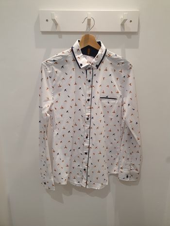 Chemise Anvers blanc/oiseaux Taille S (taille petit)