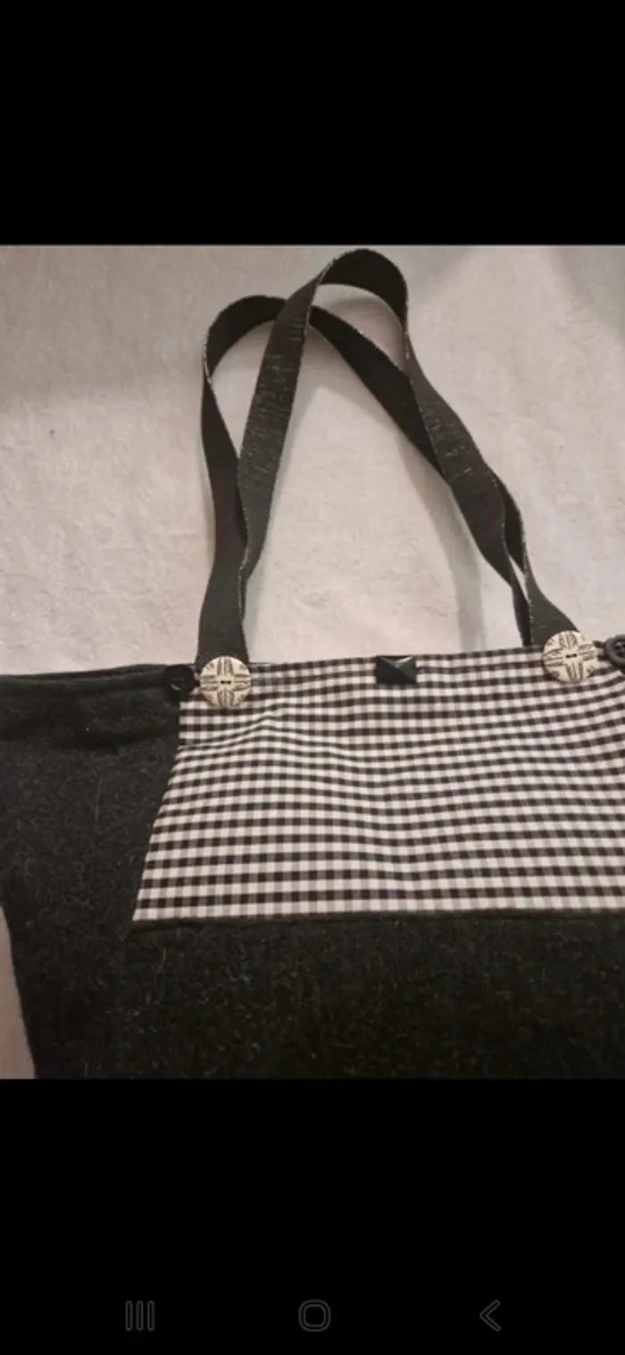 Grand sac cabas à carreaux & noir - photo numéro 3