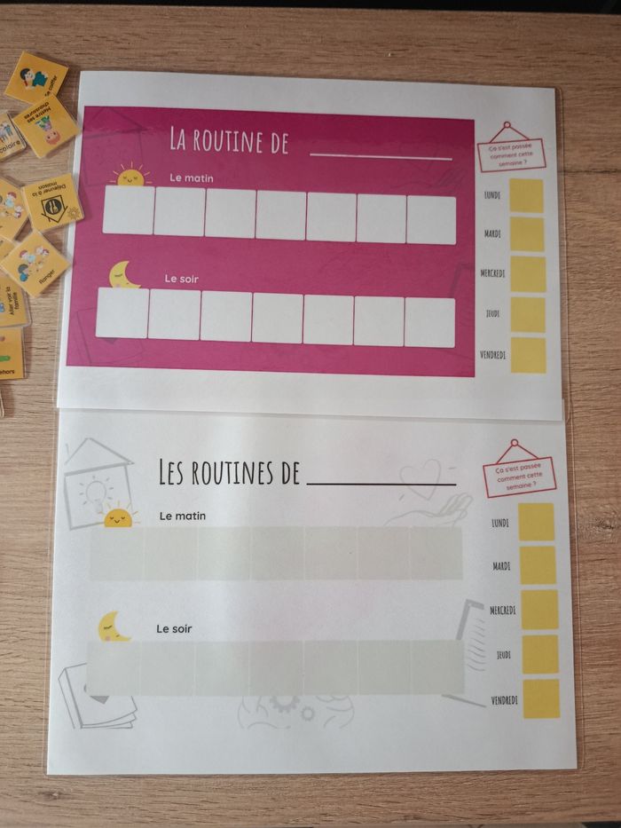 Tableaux de routines et semainiers