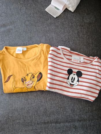 Lot t-shirt disney baby mickey et simba