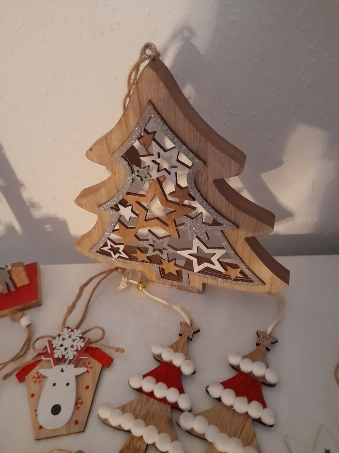 Lot de 23 pièces en bois décoration sapin de Noël - photo numéro 6