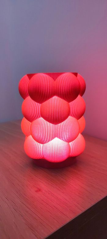 Magnifique Lampe à poser Design Bubble – Impression 3D – Rose satiné/Rouge Passion - NEUVE