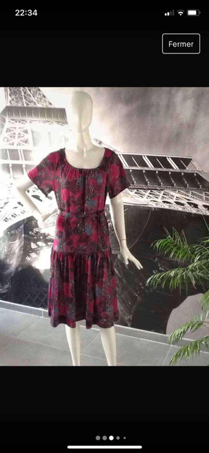 Robe vintage imprimé feuillage 42/44 Fab en France 🇫🇷 - photo numéro 5