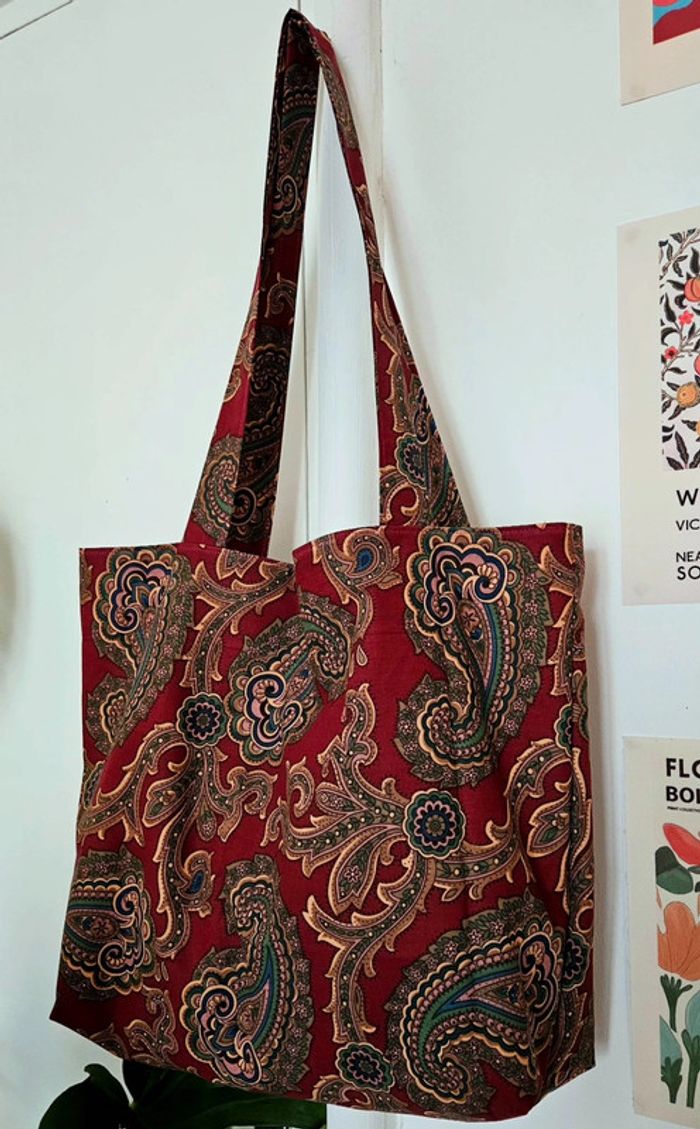 Tote bag paisley bordeaux - photo numéro 3