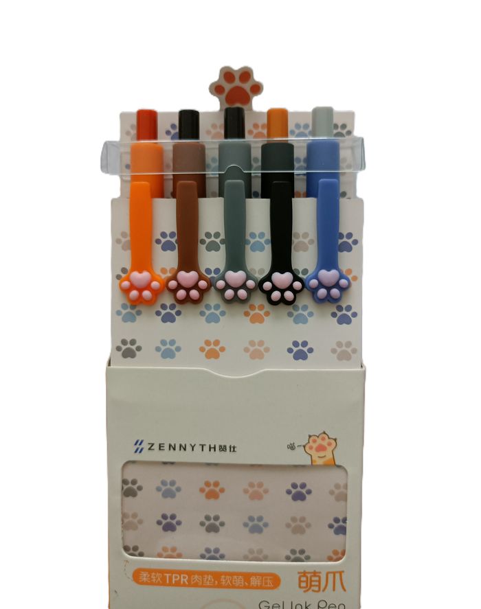 Lot de 5 stylos bille pattes de chat. Encre noire. - photo numéro 6