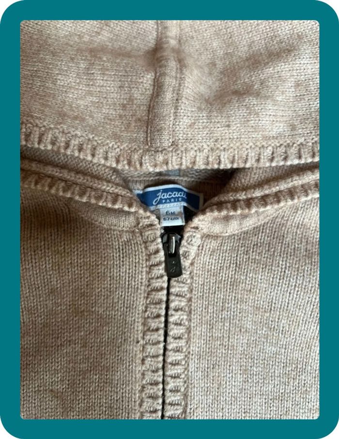 Gilet en laine et coton à capuche zippé 6 mois - Jacadi - photo numéro 4
