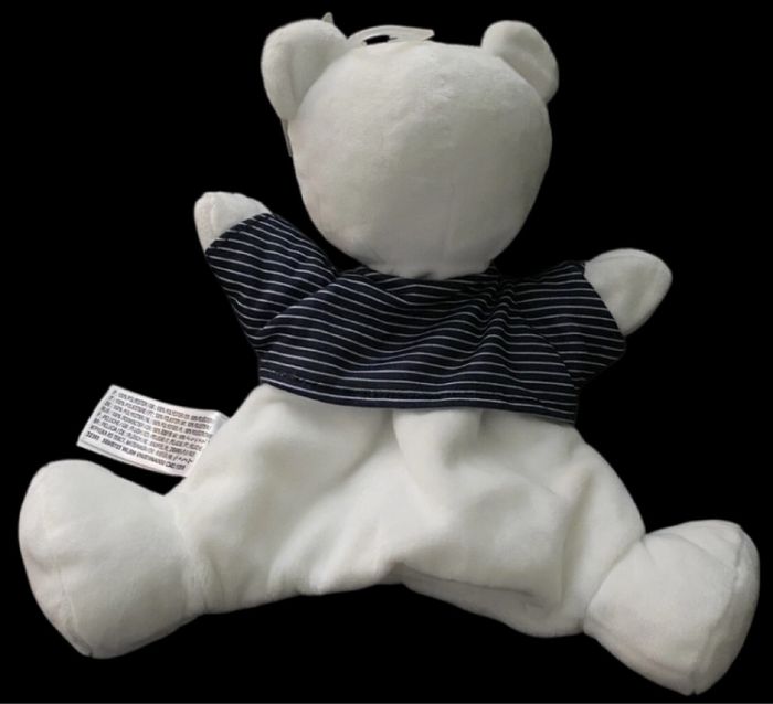 ❤️B2889 Doudou plat marionnette ours blanc bleu SIMBA TOYS Nicotoy KIABI - photo numéro 2