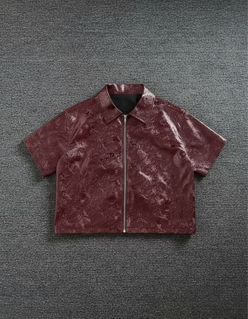 Chemise en similicuir bordeaux oversize |Taille M