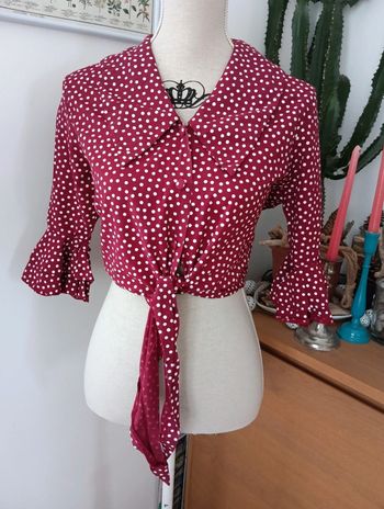 Chemise vintage crop à nouer