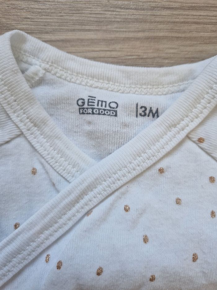 Lot de 3 bodies bébé Gemo manches courtes 3 mois - photo numéro 8