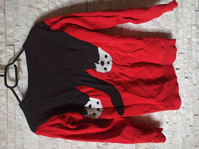Pull Rouge et Noir Femme Taille M - photo numéro 2