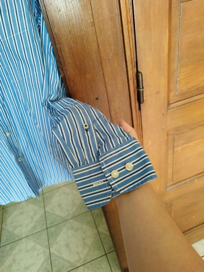 Chemise bleu rayures American Eagle S/36 vintage - photo numéro 8