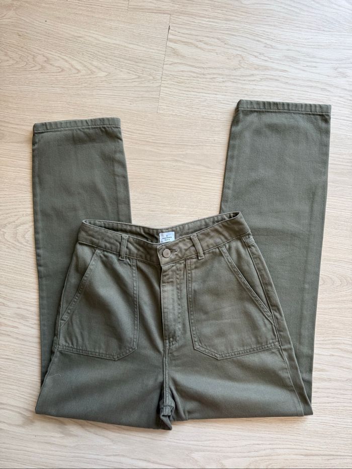 Jean taille haute droit kaki au printemps Paris taille 36 S - photo numéro 2