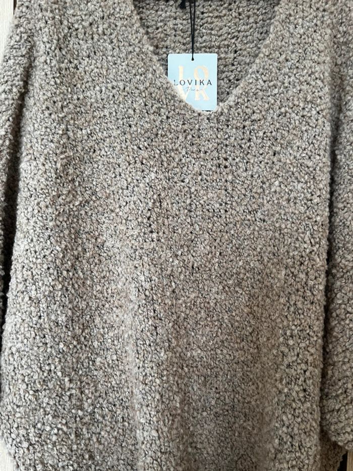 Pull bouclette oversize camel laine et mohair - photo numéro 2