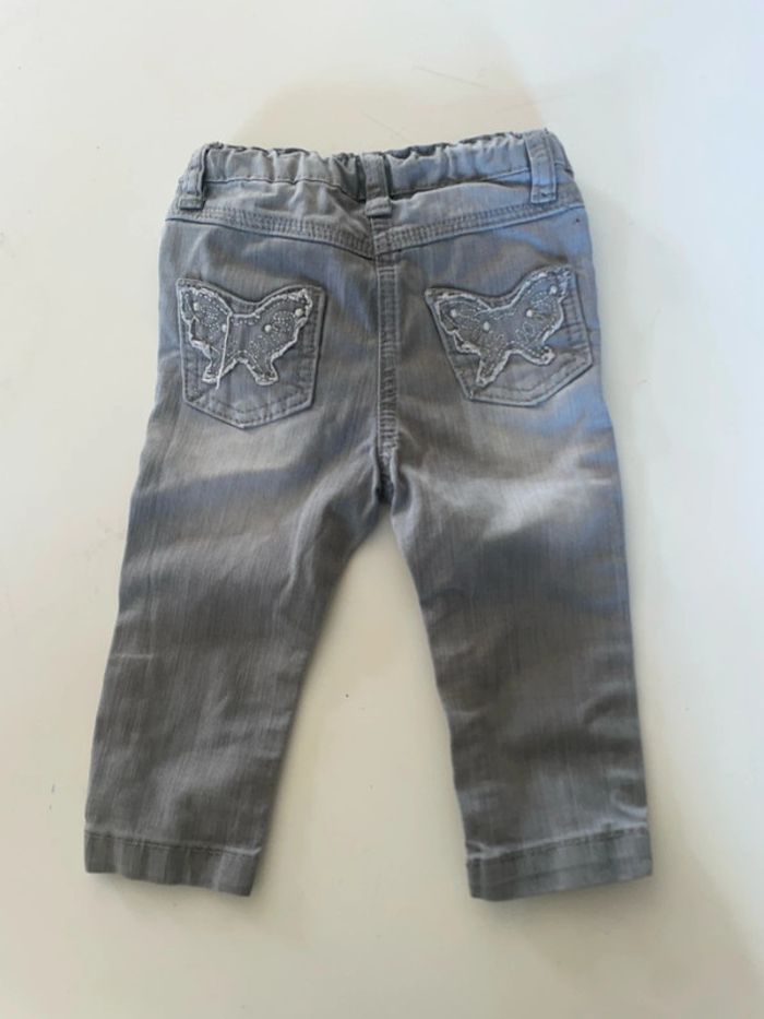 Jeans fille gris 3 pommes 12 mois - photo numéro 2