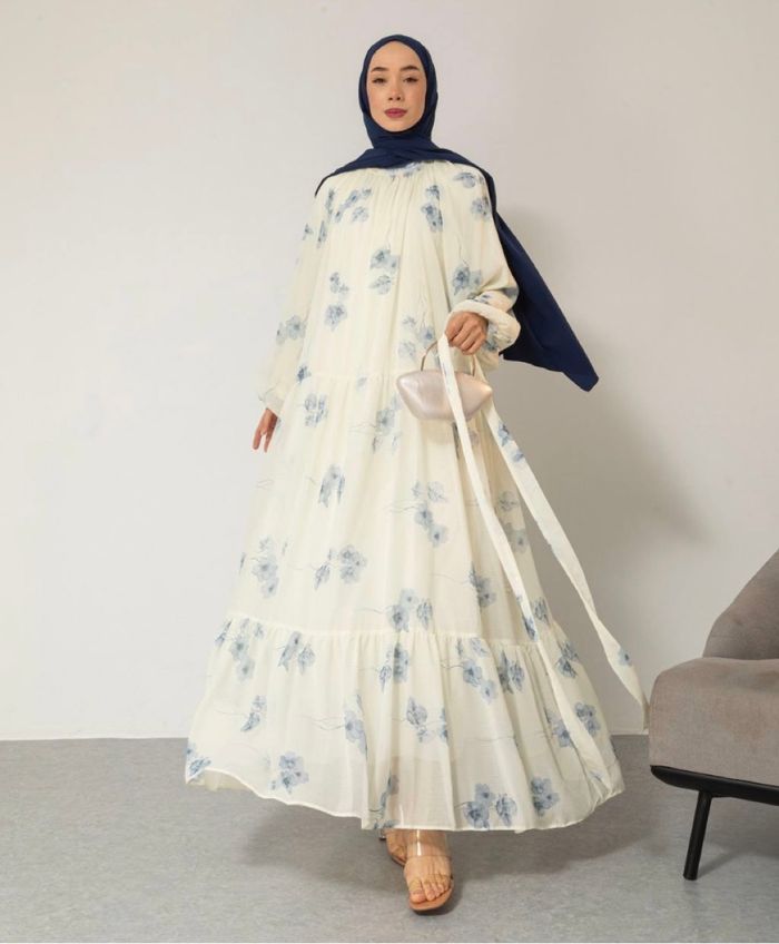 robe fleurie bleue