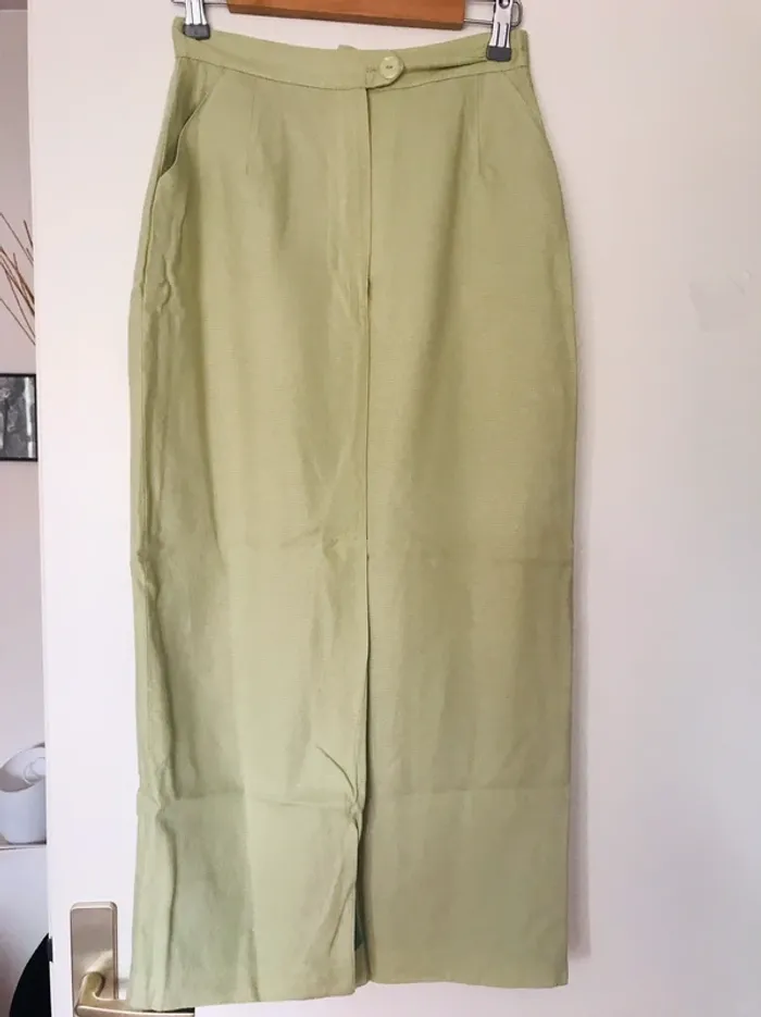 Jupe longue fendue vert anis 123 - photo numéro 2