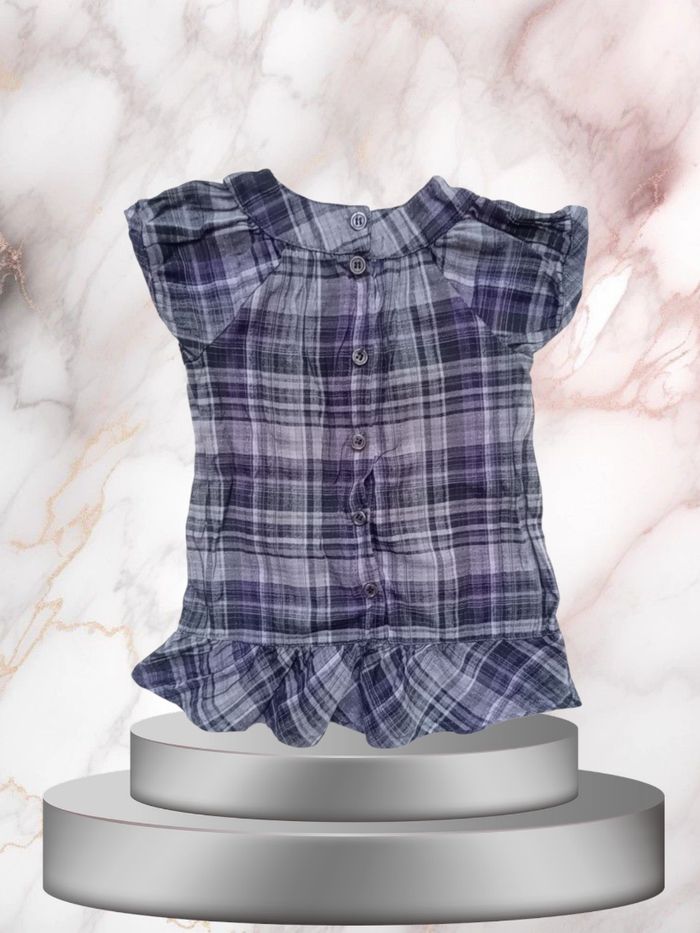 Blouse/Tunique d'Été à Carreaux "Rebelle Chic" taille 12 mois Léger et Ondulé - photo numéro 2