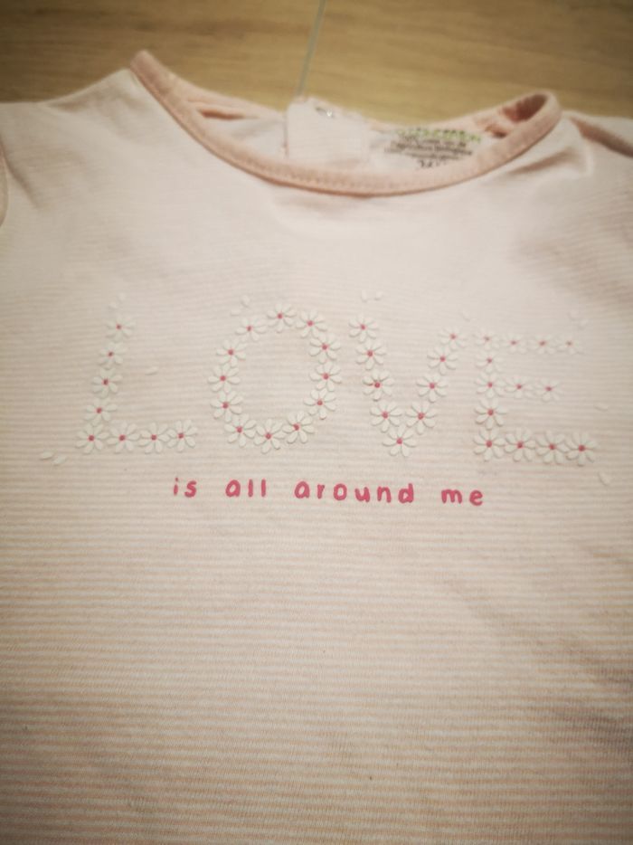 T shirt manches courtes rayé rose pâle 36 mois - photo numéro 5