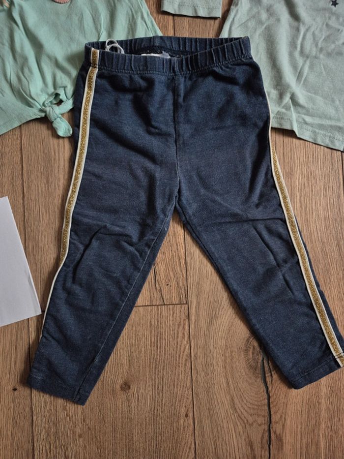 Ensemble 18 mois tee shirt manches longues, legging lisserai doré, Tee-shirt manche courte fruit - photo numéro 2