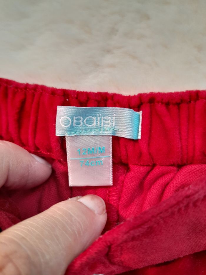Magnifique Short en Velours  Rouge - Obaïbi  12 mois - photo numéro 3