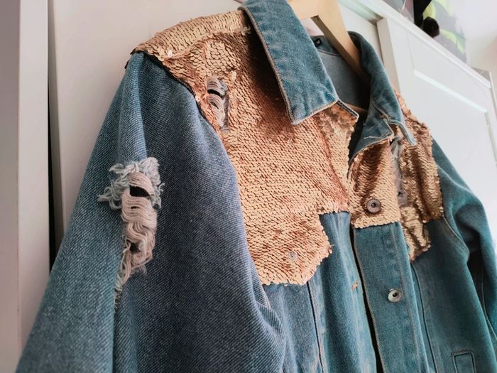 Veste en jean sequin or eight paris taille M L 40 42 neuf - photo numéro 2
