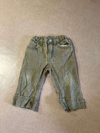 👖 Pantalon bébé kaki 100 % coton - Taille 80