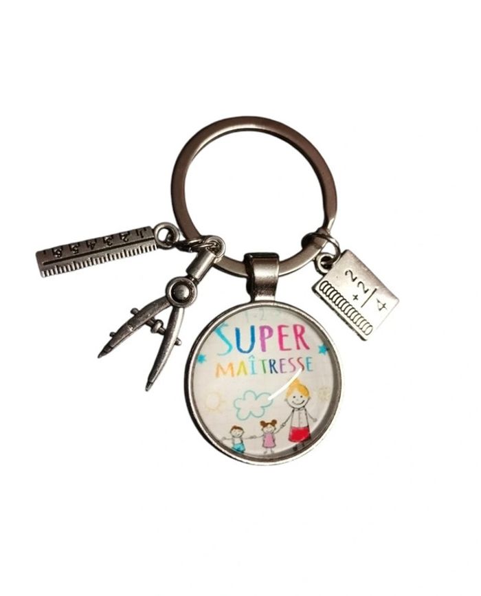 Porte-clés cadeau " Super Maîtresse " avec pochette cadeau - photo numéro 2