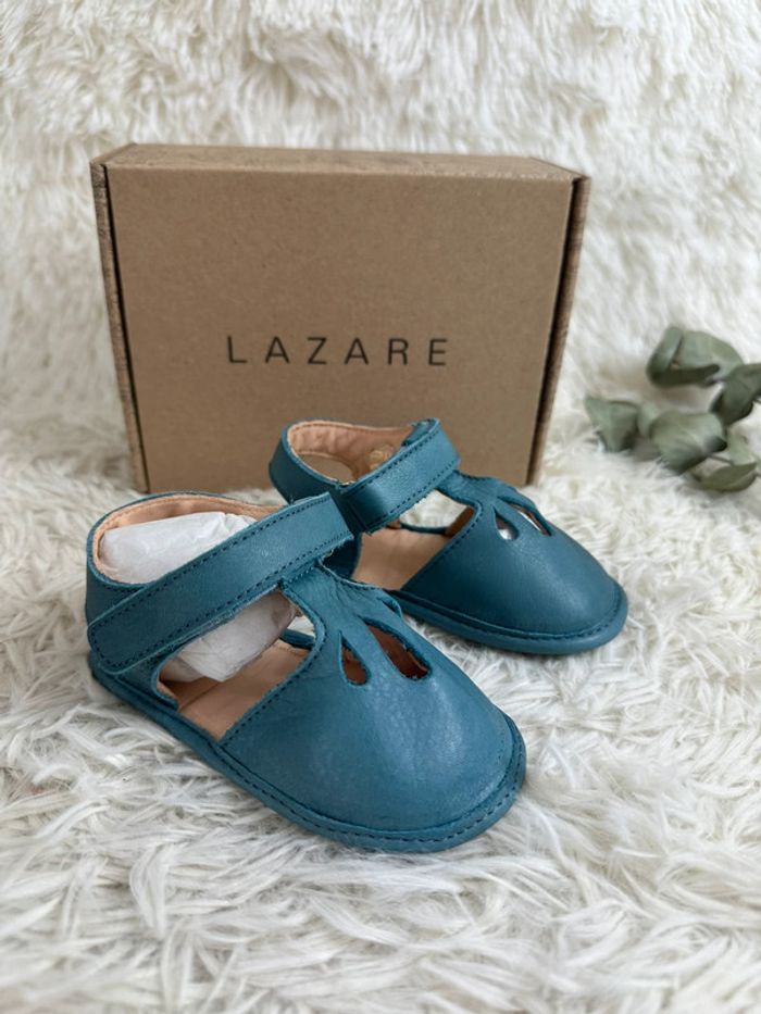 Paire de sandales Lazare taille 21 coloris bleu vert - photo numéro 2