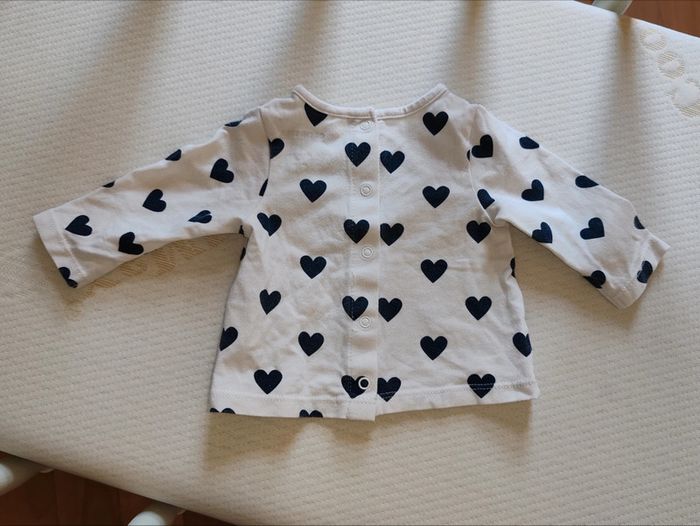 T-shirt ML coeurs 1 mois - photo numéro 2
