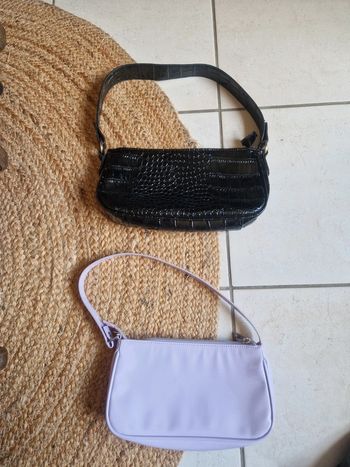 Lot de 2 sac à mains noir effet croco et violet femme