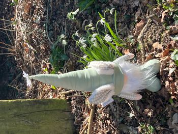 gnome de Pâques avec oreilles de lapin en vichy vert et blanc