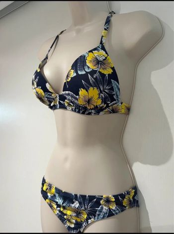 Maillot de bain, deux pièces Roxy bleu jaune, taille 10/38/M