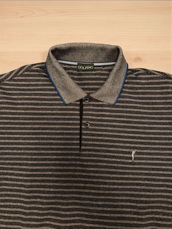 Polo Golfino gris rayé manches courtes homme M