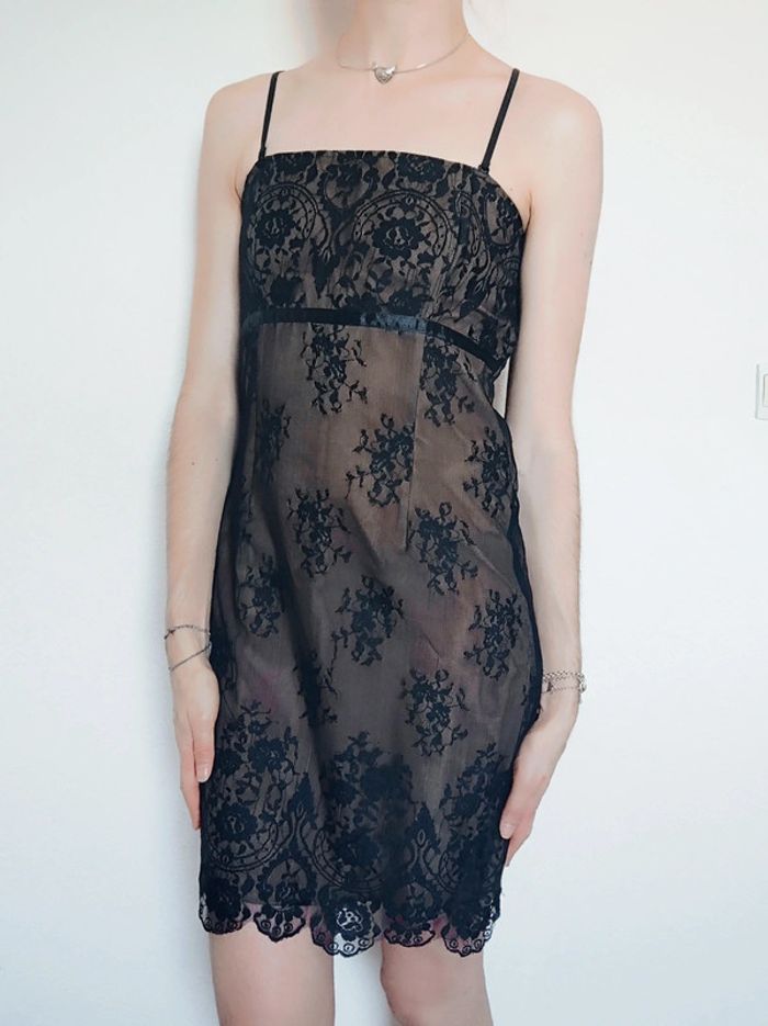 Robe nuisette marron dentelle noir coquette / Grain de Malice - 38/M à 40/L - photo numéro 2