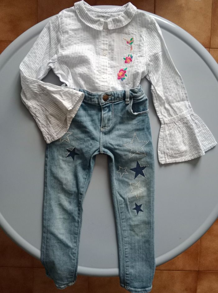 Ensemble jean slim et blouse 4ans - photo numéro 2