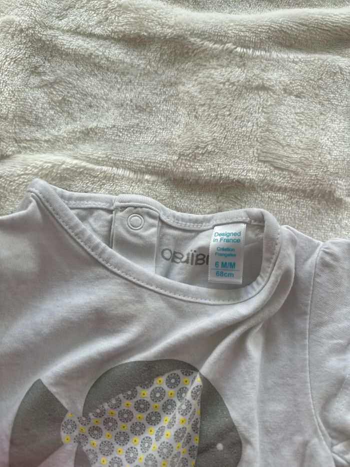 T-shirt manches courtes poisson blanc taille 6 mois Obaïbi - photo numéro 5