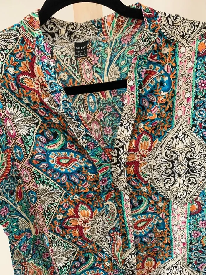 Chemise fluide imprimée ethnique multicolore – Taille S - photo numéro 2