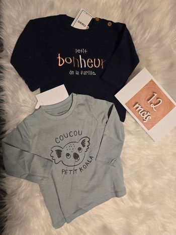 Neufs (non portés) 🏷🏷💙🤩😍 superbe pull et teeshirt ml 12 mois garçon 💙🤩😍