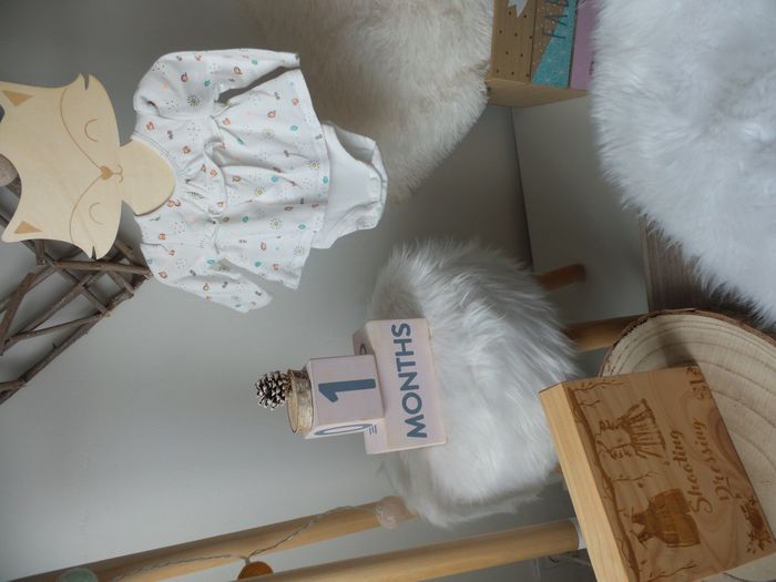 Jolie tunique bodies integré blanc in extenso fille 56cm - photo numéro 1