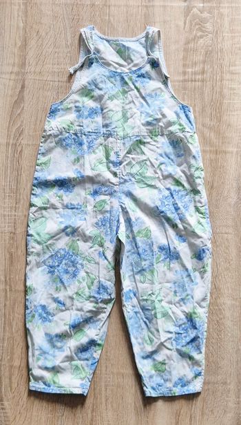 Combinaison vintage fleurie bleue et verte