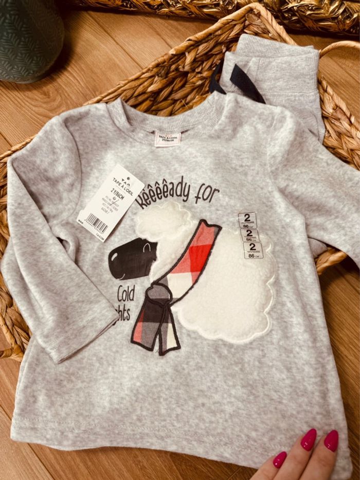 Taille 2 ans pyjama 2 pièces velours coton garçon TAO gris Neuf * mouton * 💙 - photo numéro 4