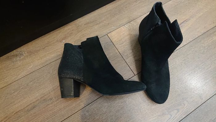 Bottines noir nubuck paillettes t 39 - photo numéro 2