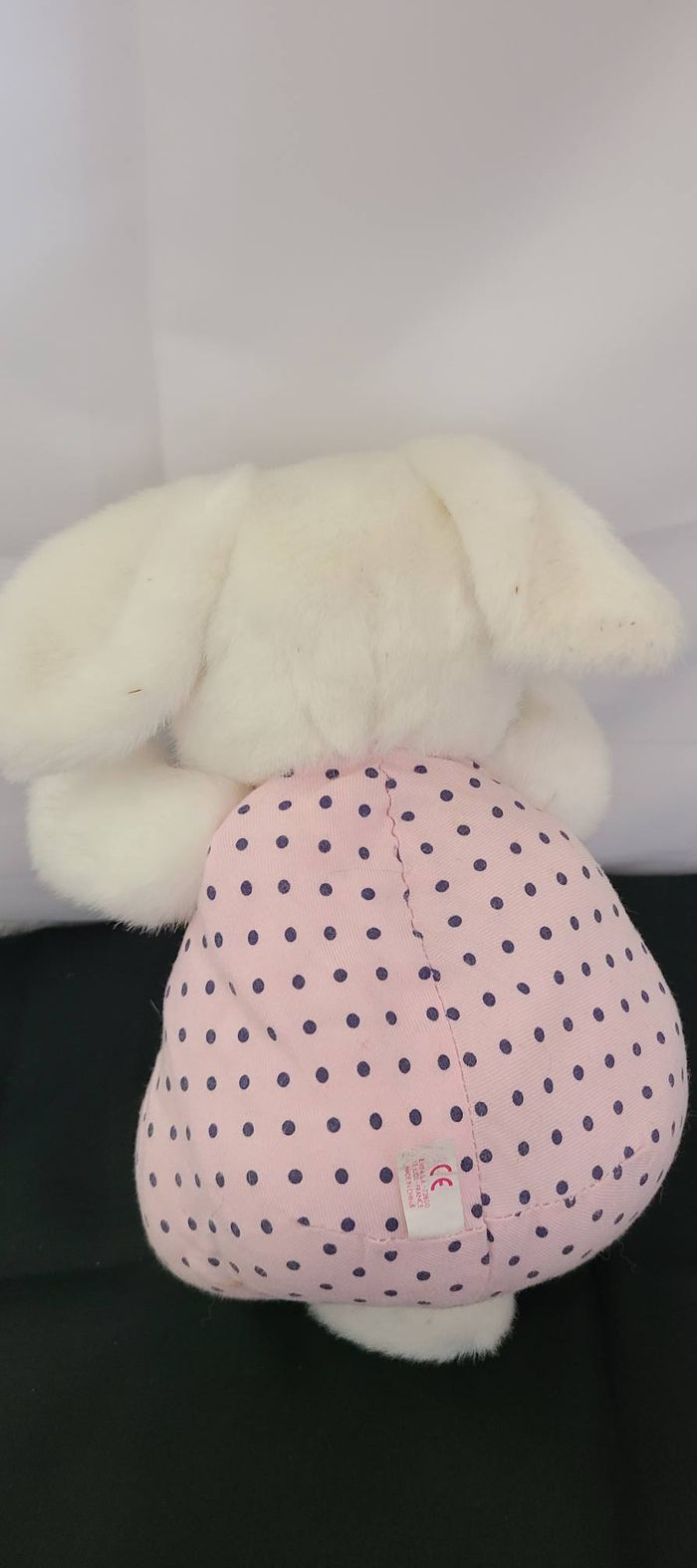peluche lapin corps rose pois noir mondodo - photo numéro 3