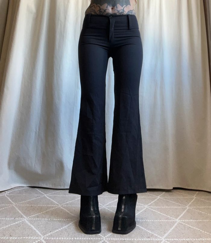 Pantalon jambes larges gris rayures Officecore Goth vintage made in Italy 🇮🇹 y2k - Taille XS