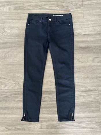 Jean denim huilé bleu marine médium rise slim fit Zara T40 L