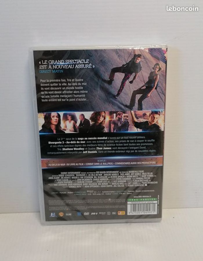 DVD DIVERGENTE 3 AU DELA DU MUR. Neuf sous blister. - photo numéro 2